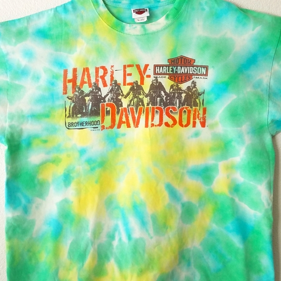 Harley-Davidson Other - Harley Davidson Motorcycles Tie Dye Tshirt St. Patricks Day Colors